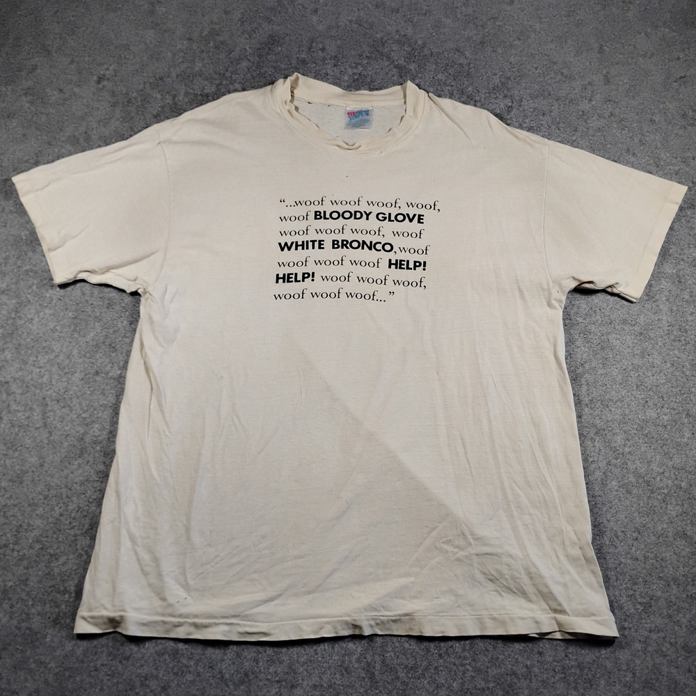 Vintage 90s Hanes Beefy-T OJ Simpson Trial White Bronco Shirt‎ XL